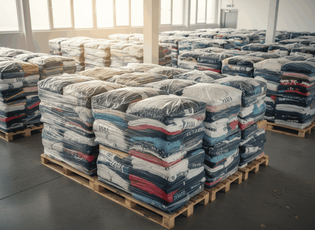 Használt ruha raklapon